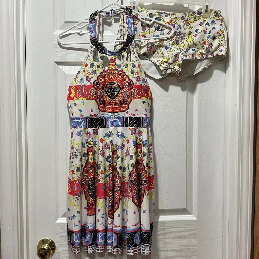 2 piece Swim suit bathing suit dress with matching panties M